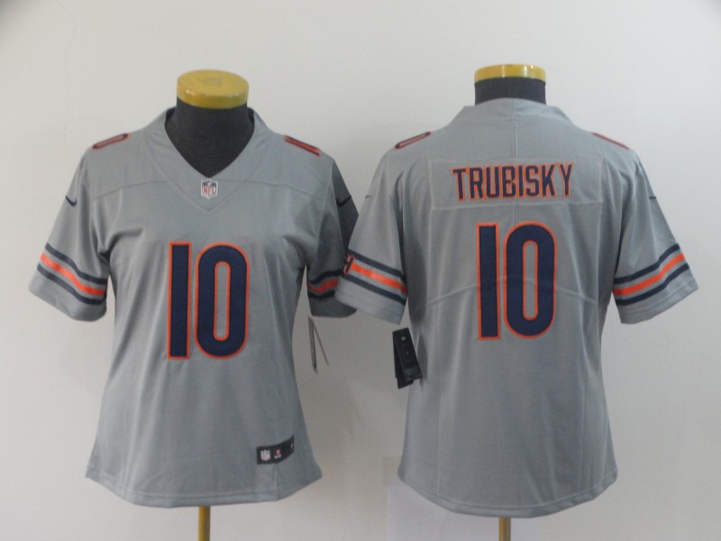 Women Chicago Bears #10 Trubisky Grey Nike Vapor Untouchable Limited NFL Jersey